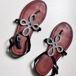 Arizona Jeans Arizona Jean Company Black Rhinestone Sandals Sz 6.5 Photo 3