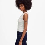 Madewell  White Linen Blend Smocked Boatneck Tank Top Size XS Photo 1