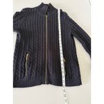 Ralph Lauren Lauren Black Cable knit Turtleneck Zip Cardigan Sweater M Holiday Photo 5