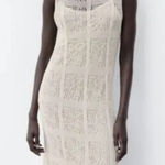 ZARA  crochet knit midi dress cream boho fall casual party blogger fav classic L Photo 0