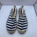 J.Crew  Striped Espadrilles Flats Pull On White Blue Size 8 Coastal summer Photo 8