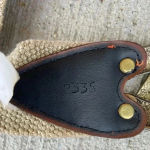 Vintage OMEGA Arrowhead Arrow Metal Buckle Stretch Belt Tan Brown Natural Large Gold Photo 2