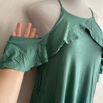 Bee Uniq 🆕Dusty Green Ruffle-Accent Cold Shoulder Maxi M🆕 Photo 6