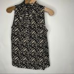 Jones New York Vintage Silk Taupe Black Tie Neck Blouse Sz 4 Photo 7