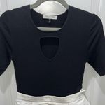 Halston Heritage Crew Neck Cream & Black Mini Dress Sz 2 Photo 2