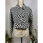 Elodie  Cropped Psychedelic Mesmerizing Jacket Black & White M Photo 1
