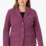 Lands' End  Women’s Corduroy‎ Blazer Size 12 Purple Fuschia Jacket Pockets Casual Photo 0