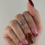 Vintage Baby Pink Silver Swirl Heart Design Dainty Ring Photo 0