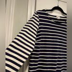 J.Crew  Size M Navy Blue White Stripe Cotton Long Sleeve Pullover Shirt Dress Photo 2