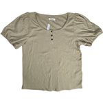 Madewell Eyelet-Sleeve Henley Top Ash Green L NWT Photo 0