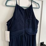 NWT Reverie dark navy blue formal dress, empire waist, chevron ruffle detail, 12 Photo 4