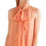 See By Chloe ༺ Pussy Bow Silk Viscose Crepon Sleeveless Ruffle Top ༺ Coral ༺ 6 Photo 0