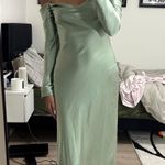 Selfie Leslie Ellory Long Sleeve Off-Shoulder Dress in Sage Photo 11