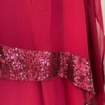 Miss Cristina red chiffon 2pcs dress set long dress with sequin hem cape XL NWOT Photo 1