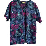 Shana Women Scrub Top L Navy Butterfly‎ Medical Uniform Nurse Workwear Dental Blue Size L Photo 0