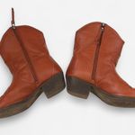 Brown western cowboy cowgirl ankle Chelsea pointy toe boots faux leather western concert festival indie boho country chic grunge vibe silver tone stud Size US 6 Photo 2