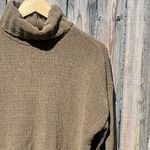 Aerie  Chenille Plush Sunset Soft Turtleneck Oversized Sweater In Olive Green Photo 3