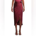 AIIFOS ORLA Skirt Metallic Satin MIDI Skirt In Metallic Red Photo 9