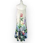 Anthropologie  Midi  Dress Women's Med White Blue Floral Strapless Tunic High Low Photo 4