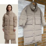 NAP loungewear Oversized Padded Down Puffer Coat in a neutral Sand size medium Tan Photo 1