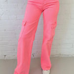 Risen Jeans Cargo Wide Leg Pants Neon Pink Size 5/27 Photo 0