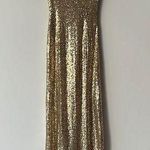 Beautifly Sequin Cowl Back Cap Sleeve Evening Gown Prom Dress in Gold Size US2 Photo 0