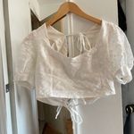 Showpo . White Gimili Eyelet Puff Shoulder Crop Top Photo 0