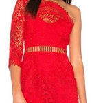 Saylor  Pippa Red Lace One-Shoulder Dress- Size XS Photo 0