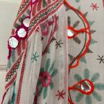 Juliet Dunn London Tribal Tassel Maxi Dress White Jade Embroidered Size 2 US 6/8 Pink Size M Photo 9