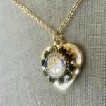 Vintage Rotary International Heart Pendant Necklace Gold Tone Blue Enamel Photo 1