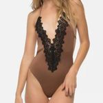 Blue Life  Revolve Mirage Halter One Piece Swimsuit Brown (small) crochet beach Photo 0