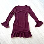 SheIn  Dress Maroon Red Bell Sleeve Tiered Ruffled Mini Photo 2