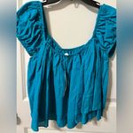 Susana Monaco  Teal Ruffled Blouse NWT Small Photo 0
