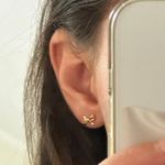 Gold Bow Dainty Earrings Photo 2