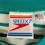 Speedo Vintage Green & White Striped Dolman Cuffed Blouse Size Medium Photo 2