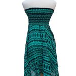 VTG Deb Y2K Dress Sz M Smocked Teal Black Handkerchief Hem Geometric Fairygrunge Blue Size M Photo 5