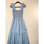 Strut & Bolt  Womens Dress Blue Midi Smocked Ruffle Square Sundress A Line Small Photo 7