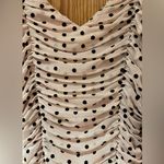 re:named  Cream w/ Black Polka Dots Ruched Lined Bodycon Mini Dress Size‎ Small Photo 3