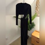 Mac Duggal  NWT Black Long Sleeve‎ Cutout Detail High Slit Jersey Gown Size 0 Photo 5