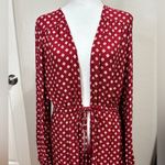 Just Fab Duster Cardigan Womens L Burgandy Waist Tie Lagen Look Boho Hippie Photo 1