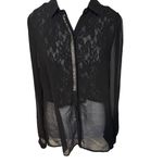 Miss Me  Sheer‎ Black Lace Blouse w. Silver Embellishments Size Medium Photo 9