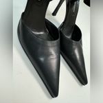 Sergio Rossi Black Pointy Toe Ankle Strap Leather Heels Pumps size 37 6.5 Photo 12
