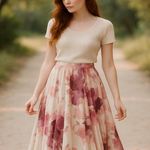 Studio Y  Size medium rose and white skirt elastic waist Photo 0