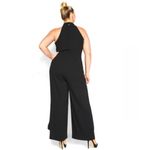 City Chic Mika Halter Jumpsuit Sheer Asymmetrical Ruffle Overlay Wide Leg 20 Photo 1