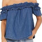 Free People Maxine Off Shoulder Cotton Denim Jean Top size XS Photo 0