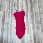 Forever 21 NWT Rhinestone Ruched Mini Dress sz Large shocking pink Photo 23