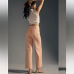 Anthropologie  Maeve Colette Linen Cropped Stripe Pants in Orange Photo 3