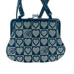 Brighton Kisslock Heart Purse Mini Shoulder Bag Black Silver Checkered Y2K Photo 11