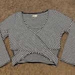 Hollister V-Neck, Cropped, Wrap Cut-Out Mid-Sleeve Top Photo 0