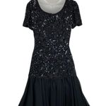 Oleg Cassini  Women’s Silk Black Cocktail Evenings Beaded Dress Sz 6 Photo 8